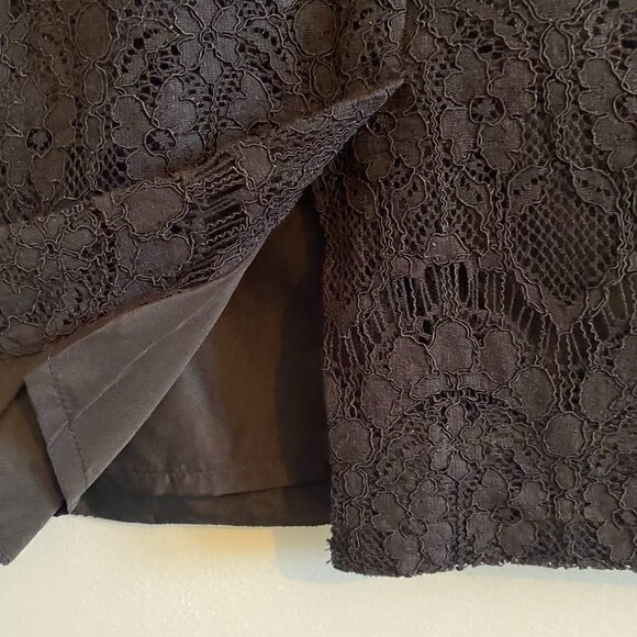 J. Crew Black Lace Floral Eyelet Above Knee Skirt Lined Preppy Holidays Cotton - Picture 6 of 10